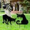 Set of 2 Metal Scary Angry Cat Silhouette Decor for Outdoor Lawn Garden Yard Decoration